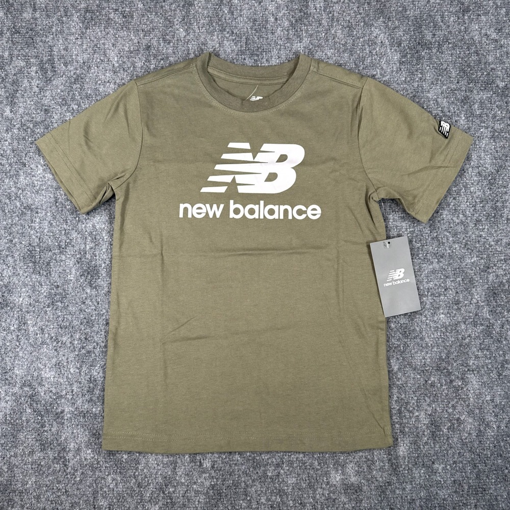 New Balance Boys Small Size 8 Graphic Tee Dark Olivine Green Shirt NWT